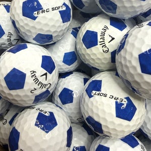 6 Near Mint AAAA Soccer Design Blue Callaway ERC-Soft Used/ Recycled Golf Balls