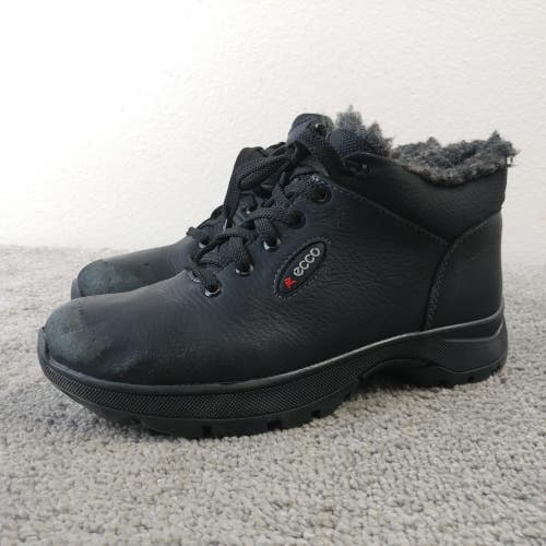 ECCO Womens Combat Boots Size 37 EU Lace Up Black Leather