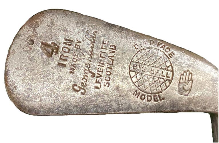 George Nicoll Deep Face Big Ball 4 Iron Leven Fife Scotland RH Hickory 37.5"