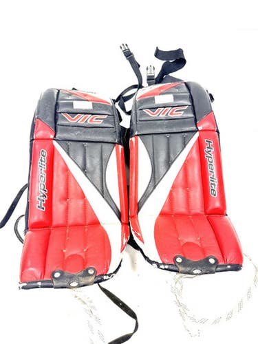 Used Vic HYPER LITE PADS Goalie Leg Pads Youth Red 27" 11860-S000303246