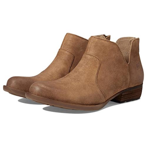 Born Kerri BR0012092 Boots Women's US 8.5 Tan Leather Block Heel Bootie ZOGG2085