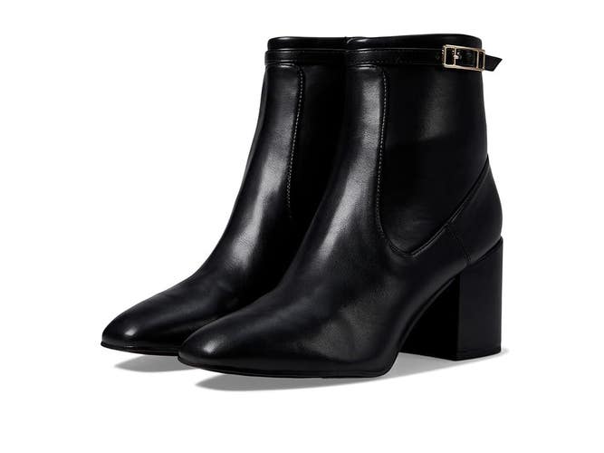 Franco Sarto Tribute Boots Women's 8.5 Black Faux Leather Ankle Bootie lion959