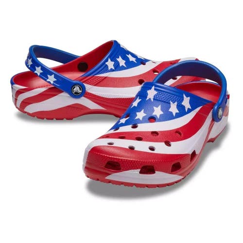 Crocs Classic American Flag 205974-90H Clogs Men US 6 Multi Slip On Shoes JAX423