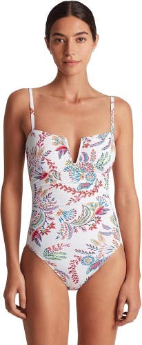 Lauren Ralph Lauren One-Piece Womens 8 Fleurette Printed V-Wire Swimsuit RED1025