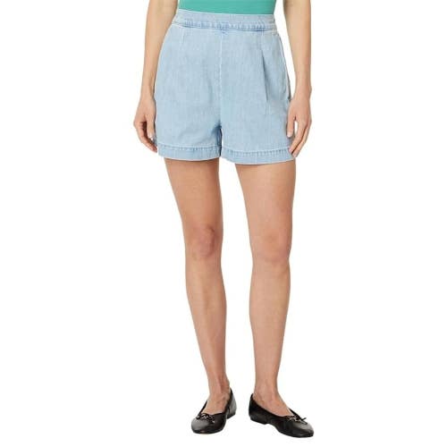 Madewell Clean Shorts Women's Small Blue Cotton Slash Pockets Pull On RED968