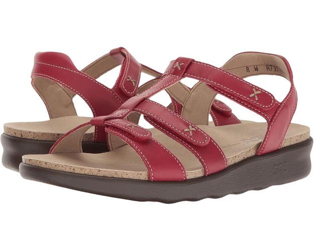 SAS Sorrento 2370-600 Sandals Women's 7.5 Red Leather Adjustable Strap ZOGG2075