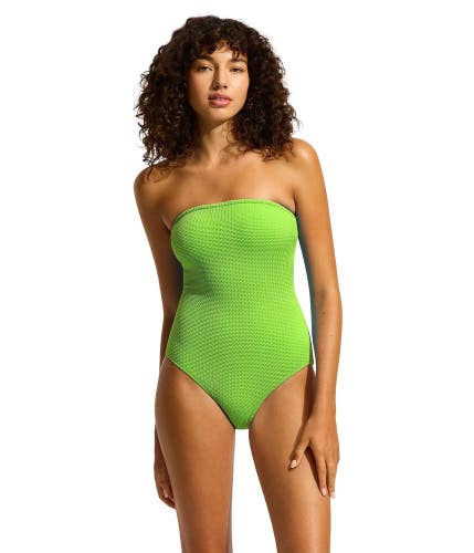 Seafolly Sea Dive Bandeau One-Piece Women's 8 Jasmine Green Swimsuits RED991