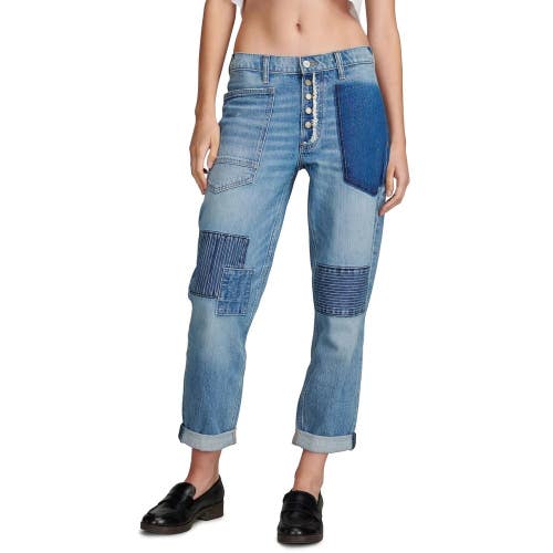 Lucky Brand Boy Jeans Women's 10/30A Blue Mid Rise Button Fly Tapered Leg RED975