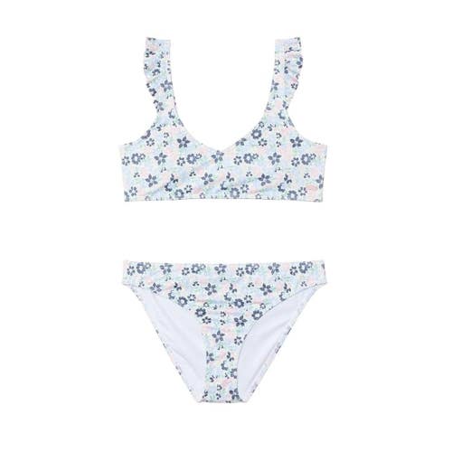 Roxy Dreamer Ruffle Bralette Set Kids Girl's 8 White Hibline Swimwear RED994