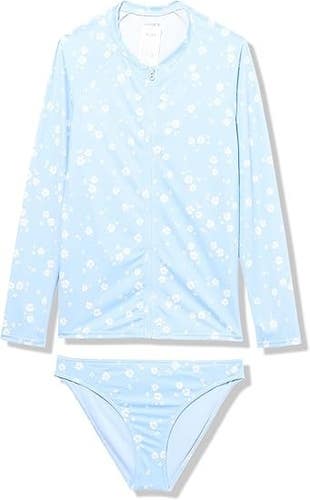 Roxy Kids Dreamer Rash Guard Girl's 6 Bel Air Blue Long Sleeve Swimwear RED971