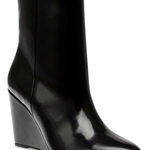 Dolce Vita Pascal Boot Women 7 Black Pointed Toe Wedge Heel Ankle Bootie LION751