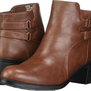 Easy Street Murphy Boots Womens US 8.5 Brown Side Zip Block Heel Booties LION819