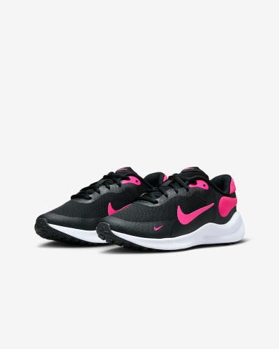 Nike Revolution 7 FB7689-002 Sneaker Big Kids 6 Black Pink Running Shoes NIN711