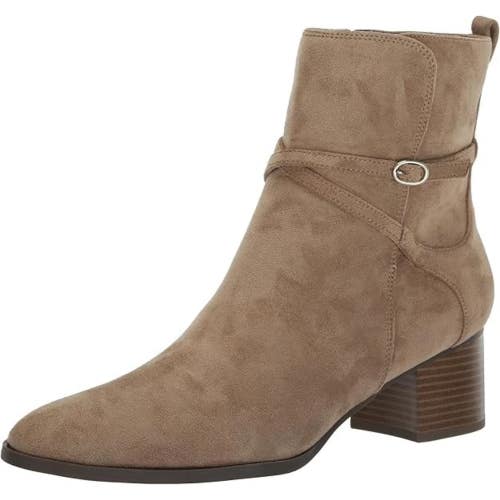 Anne Klein Moore Boots Womens US 7.5 Beige Almond Toe Block Heel Booties LION593