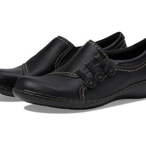 Clarks Ashland Effie Flats Women's 8.5 Black Leather Round Toe Loafers LION864