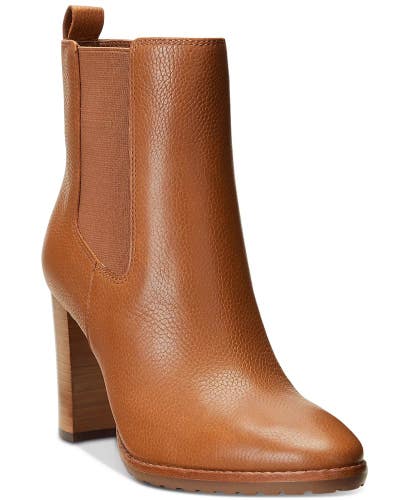 Lauren Ralph Lauren Mylah Boots Women's 10 Brown Tumbled Leather Bootie LION564