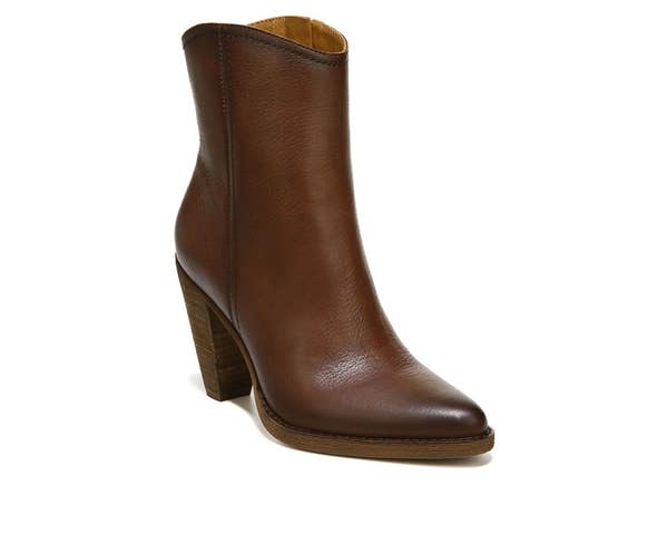 Zodiac Darrah Boots Women's 9.5 Cognac Leather Block Heel Western Bootie LION678