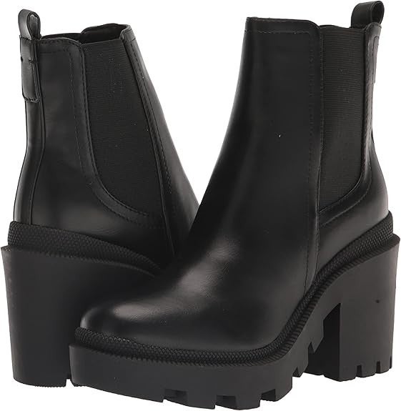 Nine West Forme Chelsea Womens US 9 Black Leather Block Heel Ankle Boots LION736