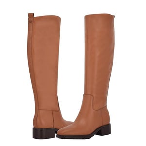 Calvin Klein Botina Boots Women's 8.5 Dark Natural Almond Toe Knee High LION643