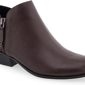 Aerosoles Collaroy Boots Women US 9 Java Leather Block Heel Ankle Bootie LION824