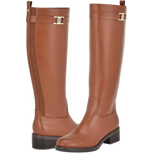 Tommy Hilfiger Iviann Women's US 6 Brown Leather Knee-High Riding Boots LION666