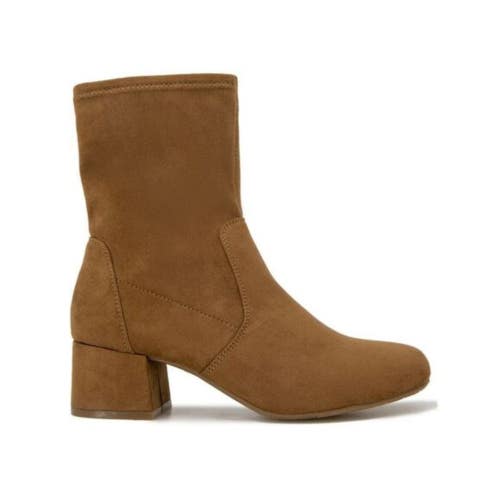 Kenneth Cole Reaction Road Stretch Women 6.5 Brown Faux Suede Ankle Boot LION683