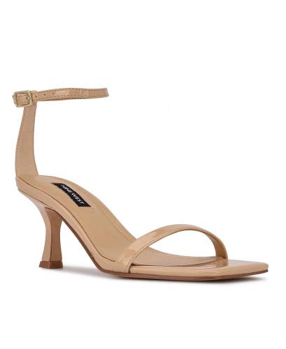Nine West Ripe Sandals Women's US 9 Light Natural Square Toe Ankle Strap LION786