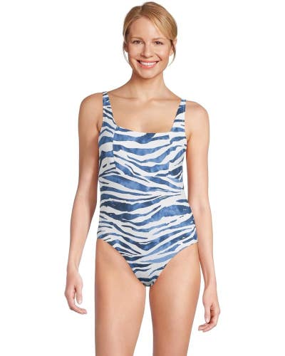 Tommy Bahama Palm Modern Zanzebra Swimsuits Women's 10 Blue One-Piece GBO1451