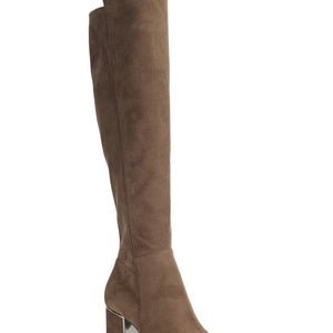 DKNY Cilli K3302197 Boots Women's US 7 Mushroom Faux Suede Over the Knee LION556