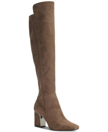 DKNY Cilli K3302197 Boots Women's US 7 Mushroom Faux Suede Over the Knee LION556