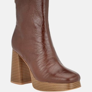Guess Danca Boots Women's 11 Brown Faux Leather Platform Ankle Bootie LION627