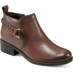 Easy Spirit Roslyn Boots Women's US 7.5 Brown Leather Block Heel Bootie LION267