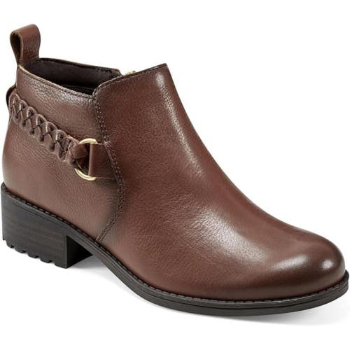 Easy Spirit Roslyn Boots Women's US 7.5 Brown Leather Block Heel Bootie LION267