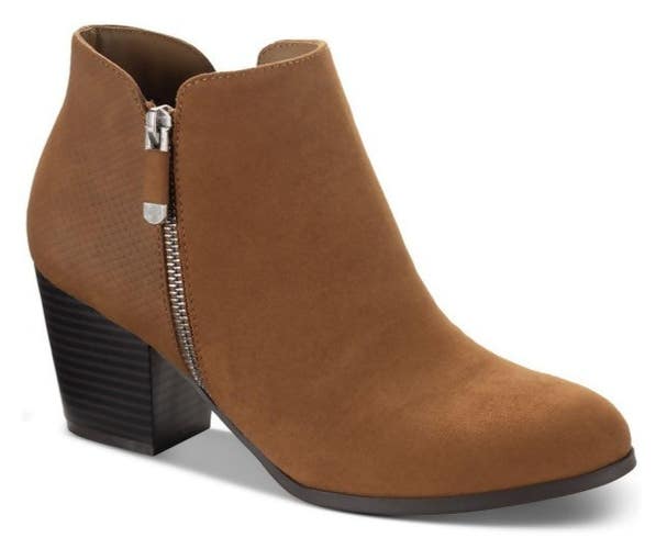 Style & Co. Masrinaa Boots Womens US 9.5 Brown Leather Block Heel Bootie LION818