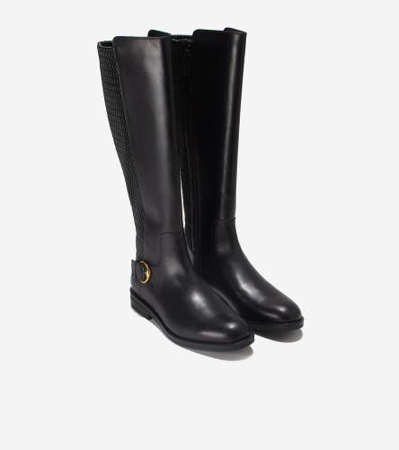 Cole Haan Clover Stretch W27858 Women's US 6.5B Black Leather Tall Boots LION244
