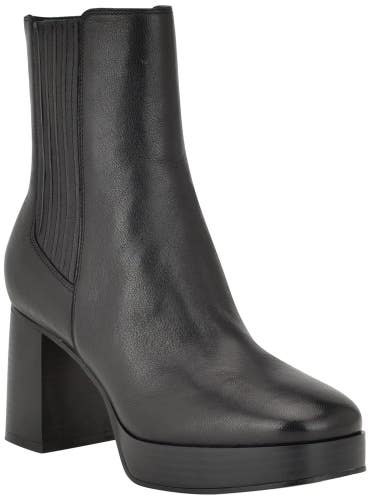 Nine West EDS Boots Women's US 5 Black Leather Block Heel Ankle Booties LION783