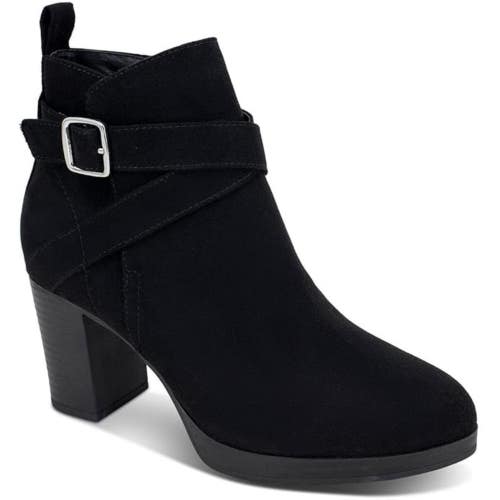 Style & Co Zaharaa Boots Women's 9.5 Black Almond Toe Block Heel Booties LION611