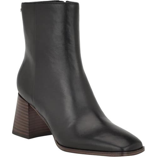 Calvin Klein Broma Women's US 5.5 Black Leather Square Toe Ankle Bootie LION773