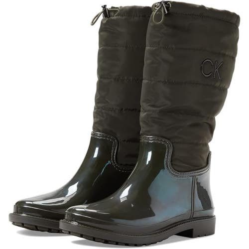 Calvin Klein Siston Women's 7 Dark Green Pull On Cold Weather Rain Boots LION621