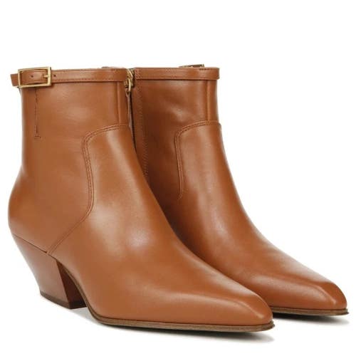 Franco Sarto Amber Boots Women's US 7 Brown Leather Pointed Toe Booties LION775