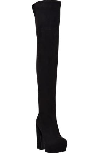 Guess Cristy Boots Women's US 6 Black Over The Knee High Heel Platform LION269
