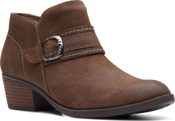 Clarks Charlten Bay 26174179 Boots Women 6.5 Dark Tan Suede Ankle Bootie LION846