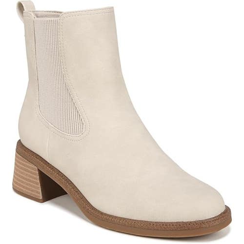 Dr. Scholl's Redux Boots Women's 11 Off White Block Heel Ankle Chelsea LION440