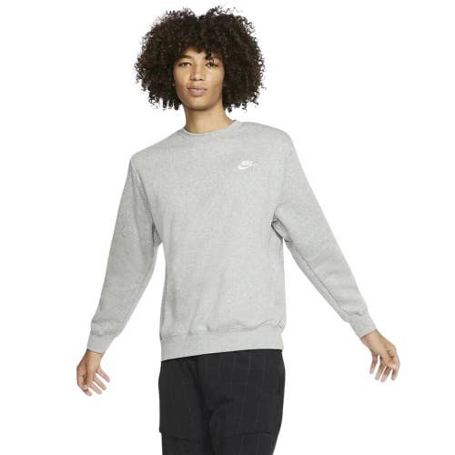 Nike Sportswear Club Fleece Sweatshirt Men's Small Gray Crew Neck Active JAX365