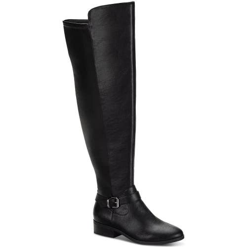 Style & Co Charlaa Bootie Women 7 Black Faux Leather Over-the-Knee Boots LION482