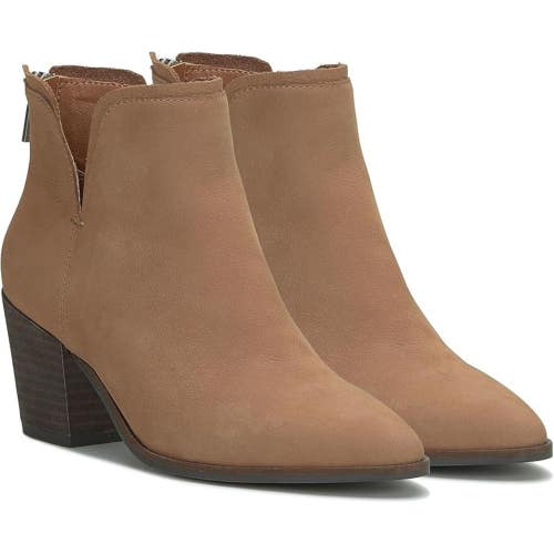 Lucky Brand Beylon Boots Women 8 Brown Leather Pointed Toe Cutout Bootie LION464