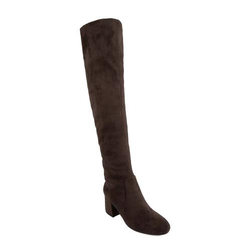Sugar Ollie Boots Women's US 9.5 Brown Suede Block Heel Over The Knee LION542
