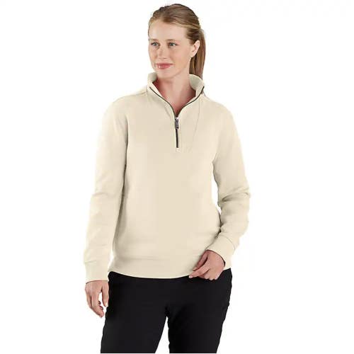 Carhartt Tencel Fiber Series Sweatshirt Women's Ivory Relaxed Fit 1/2 Zip JAX354
