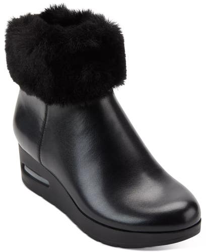 Dkny Nadra K3279020 Boots Women's US 5.5 Black Leather Wedge Heel Bootie LION165