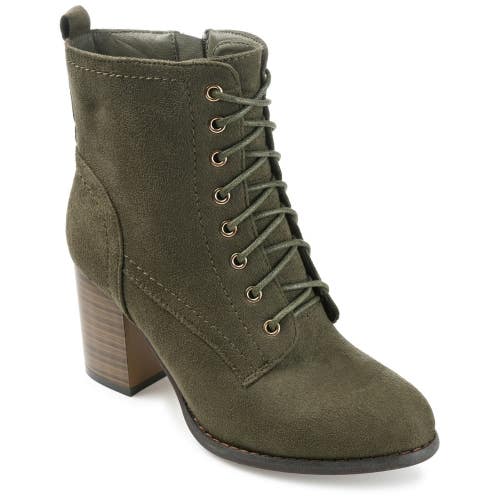 Journee Collection Baylor Boots Women's US 8 Green Suede Ankle Bootie LION397